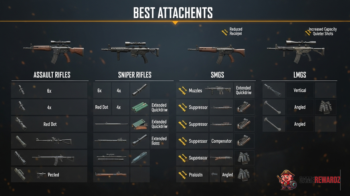 BGMI Best Attachments for Weapons